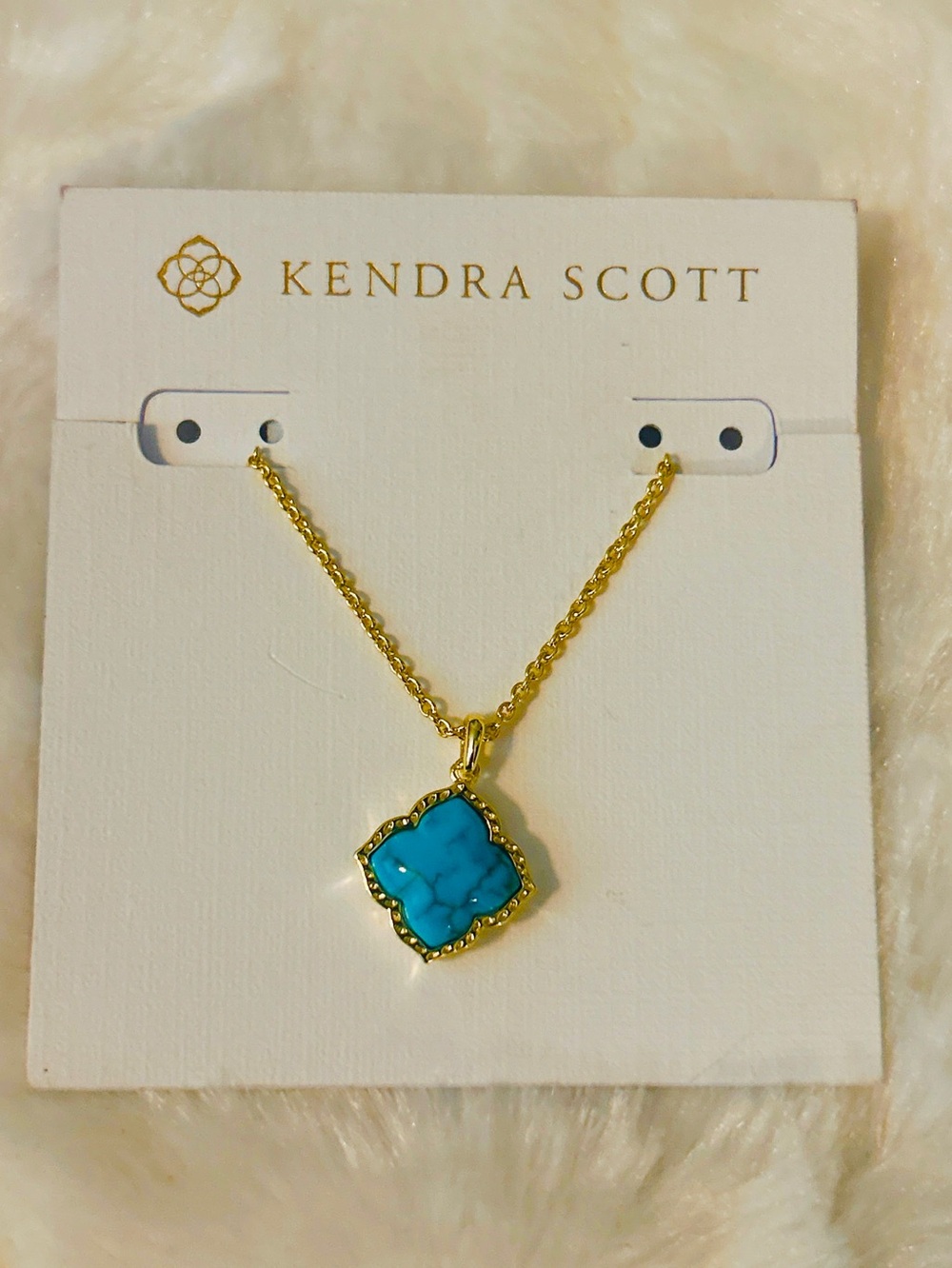 Kendra Scott Gold Mallory Necklace with Turquoise  Pendant